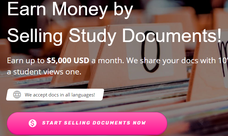 Earn by selling documents in StudyPool